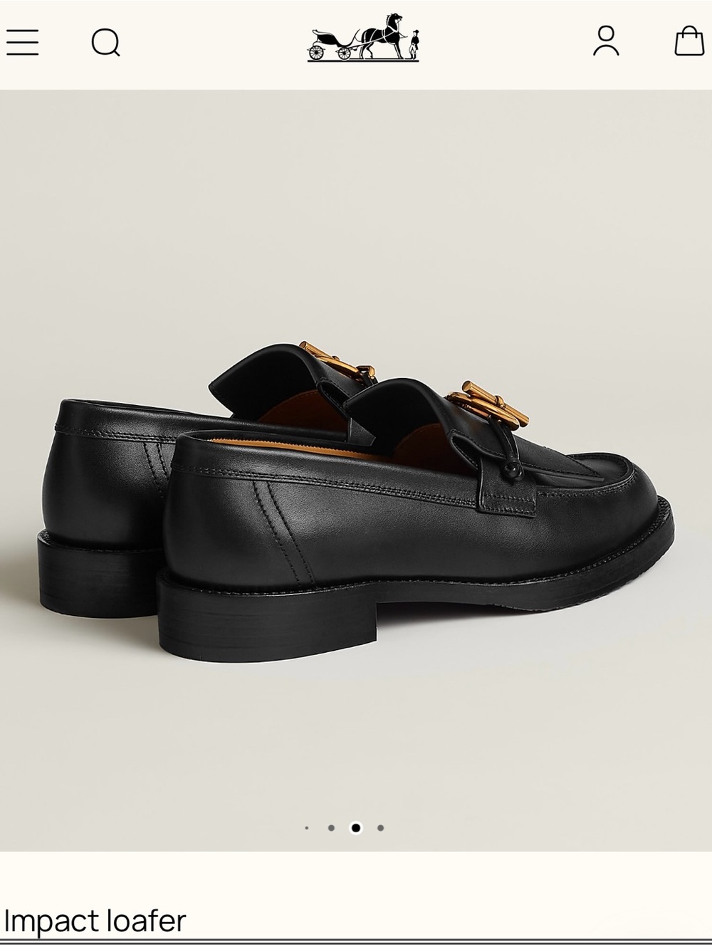 Hermes Impact Leather Loafers in Black with Gold Hardware - Picture 4 of 10